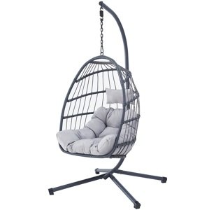 AUTRONIC závěsné křeslo AZ-V1269 GREY šedé, polyratan