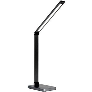 PALA Platinet stolní LED lampa 10W stmívatelná, dotykové ovládání, bezdrátové nabíjení, USB port, černá