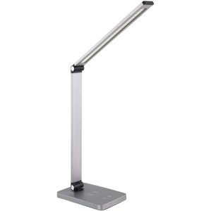 PALA Platinet stolní LED lampa 10W stmívatelná, dotykové ovládání, bezdrátové nabíjení, USB port, stříbrná